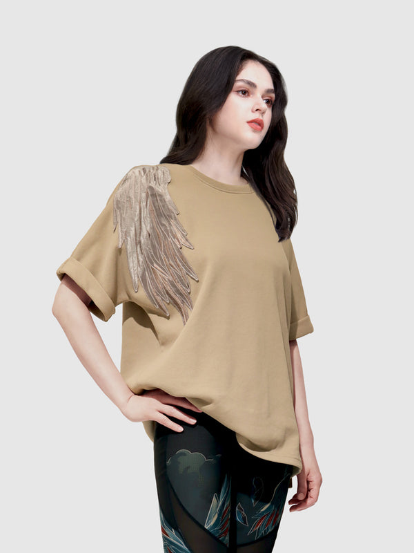 Sand Embroidered Pique Tee
