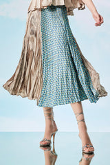 Gold Panel Skirt with Gathered Pleats