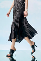 Black Wrinkle Pleated Skirt