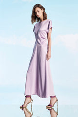 Lavender Open-Back Midi Dress