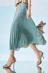Gold Panel Skirt with Gathered Pleats