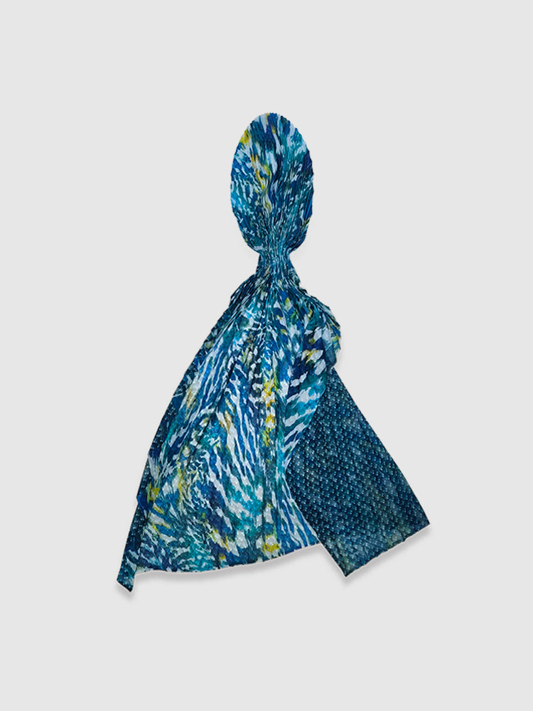 Blue Jade Cinch-Pleated Scarf