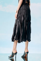 Black Wrinkle Pleated Skirt