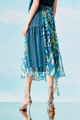 Blue Jade Pleated Merged Skirt