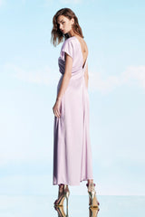 Lavender Open-Back Midi Dress