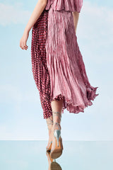 Rose Pink Panel Skirt with Gathered Pleats
