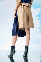 Khaki Navy Utility Drape Trench Wrap Skirt