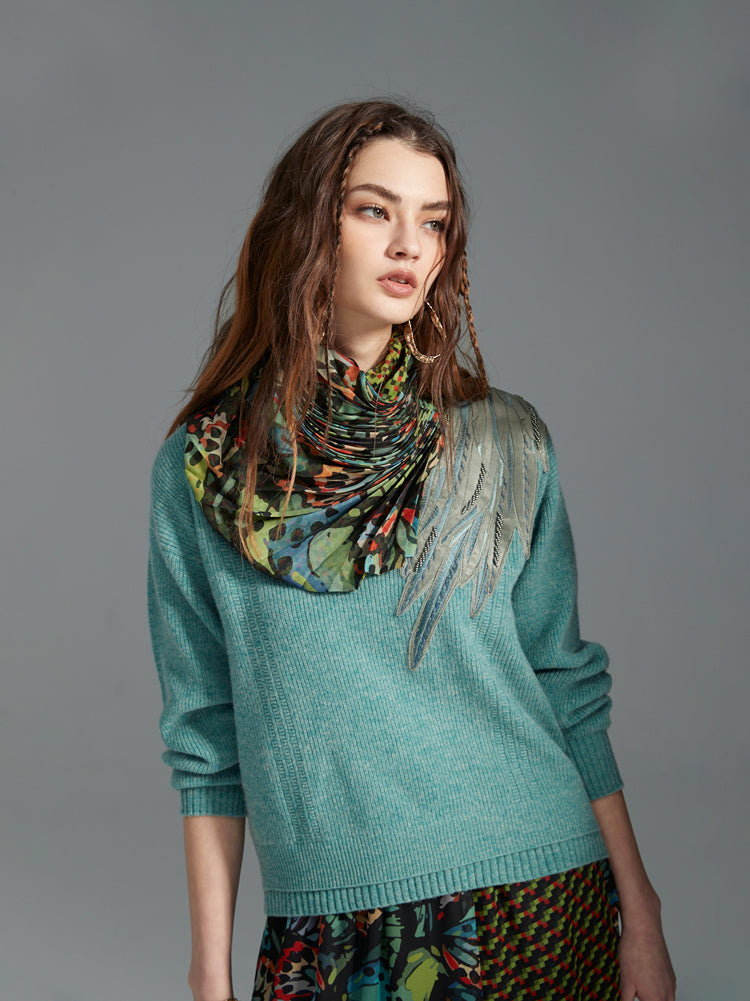 Malachite Butterfly Pleated Scarf