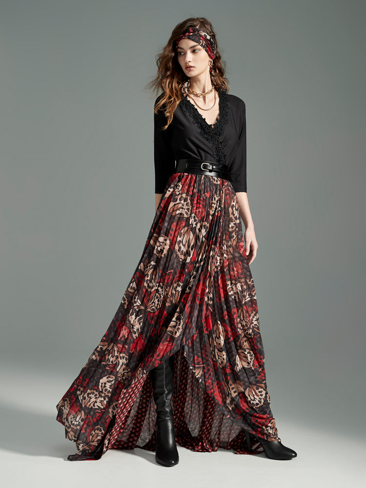 Admiral Butterfly Combo Maxi Wrap Dress - Front