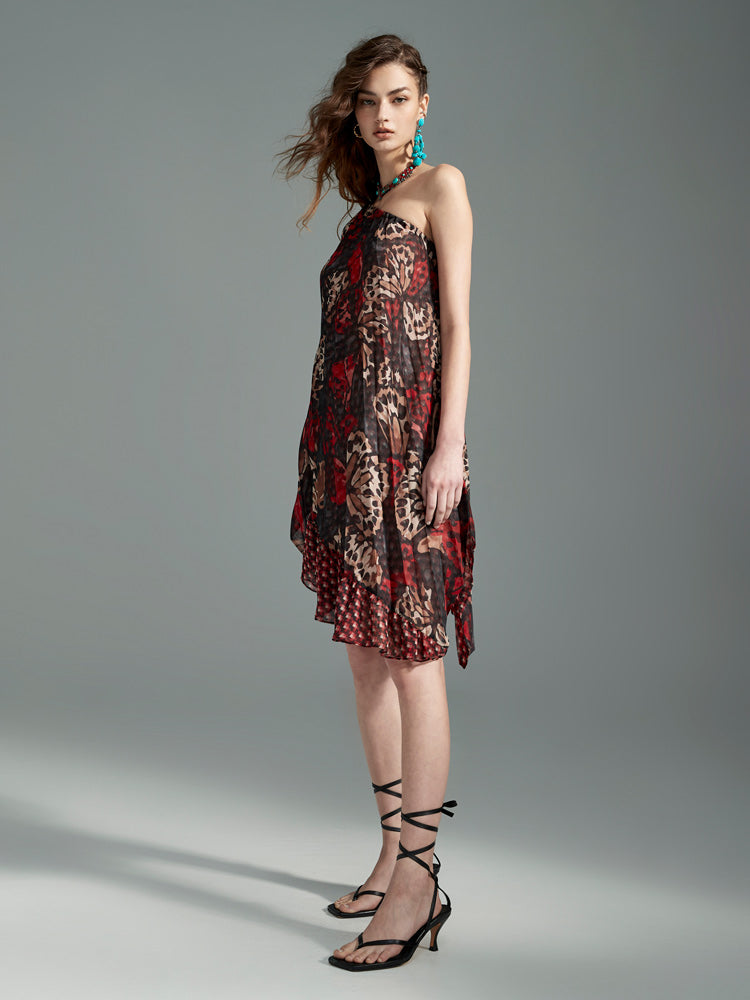Admiral Butterfly One-Shoulder Tunic Dress