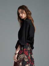 Zoelle Black Knotted Front Blouse - Back