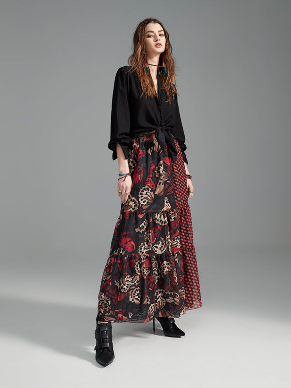 Zoelle Black Knotted Front Blouse - Front