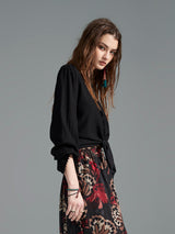 Zoelle Black Knotted Front Blouse - Side