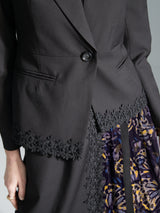 Zoelle Black Lace Trim Blazer with Ametrine Butterfly Wrap Skirt - Details