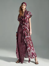 Burgundy Chevron Modern Grecian Dress