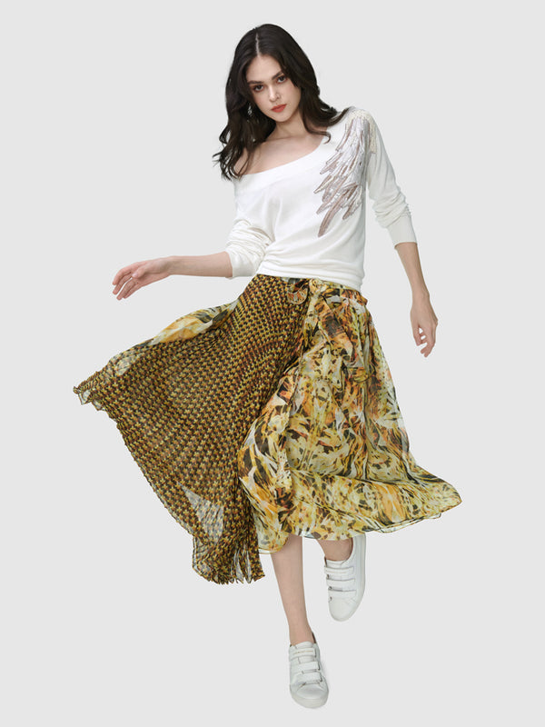 Zoelle Citrine Prism Pleated Wrap Skirt