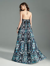 Cyan Prism Halter Maxi Dress