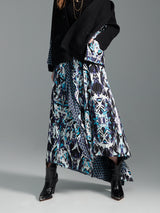 Zoelle Cyan Prism Pleated Merged Skirt - Front