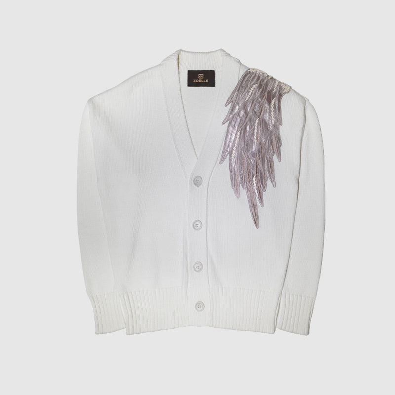 Zoelle Pearl Cardigan with Beaded Embroidery