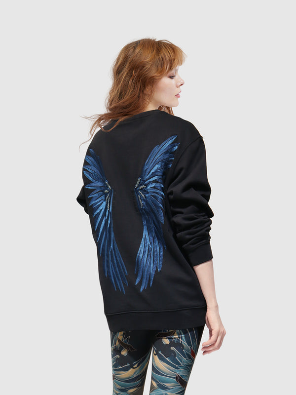 Black Beaded Wings Sweatshirt