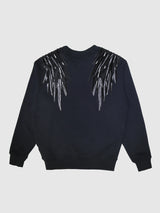 Black Beaded Angel Wings Sweatshirt