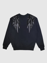Black Beaded Angel Wings Sweatshirt