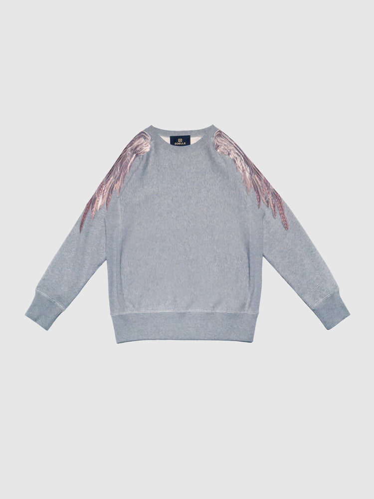 Grey Beaded Shoulder Wings Sweatshirt