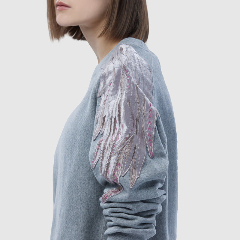 Zoelle Grey Embroidered Sweatshirt