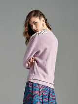 Lavender Sweater with Beaded Embroidery