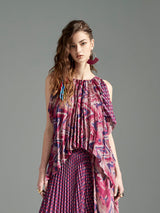 Mauve Chevron Hi-Low Blouse