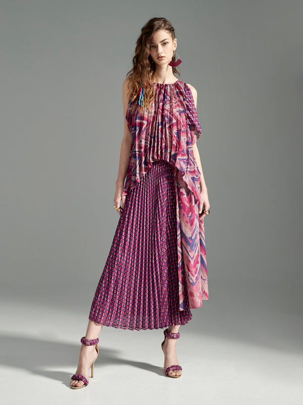 Mauve Chevron Hi-Low Blouse