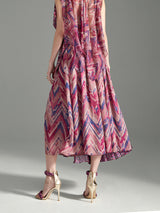 Zoelle Mauve Chevron Pleated Wrap Skirt