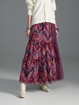 Zoelle Mauve Chevron Tiered Skirt- Front