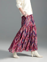 Zoelle Mauve Chevron Tiered Skirt- Side