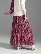 Zoelle Mauve Chevron Tiered Skirt - Back