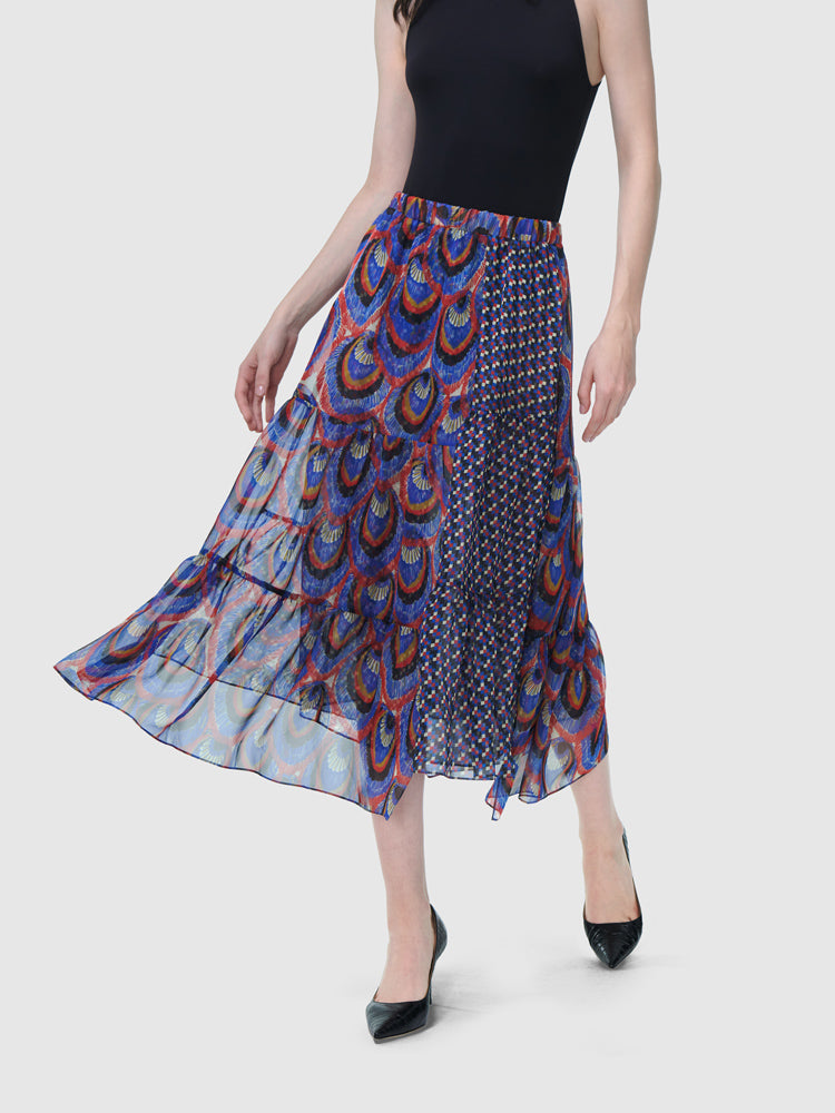 Zoelle Sapphire Peacock Irregular Skirt