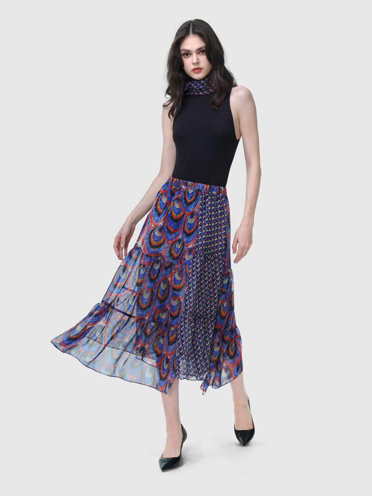 Zoelle Sapphire Peacock Irregular Skirt