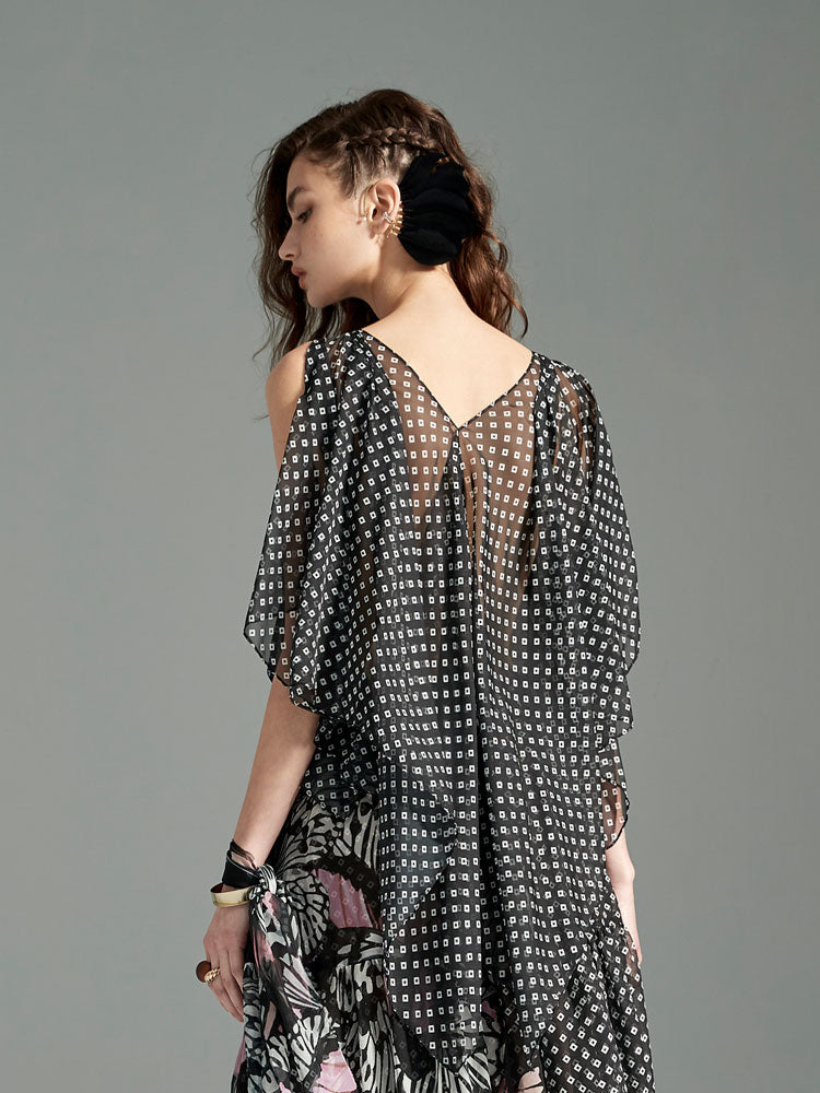 Nordic Butterfly Hi-Low Blouse