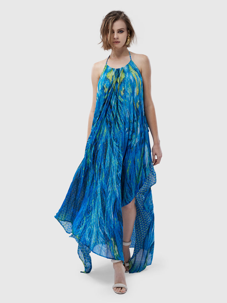Zoelle Oceanic Phoenix Halter Maxi Dress