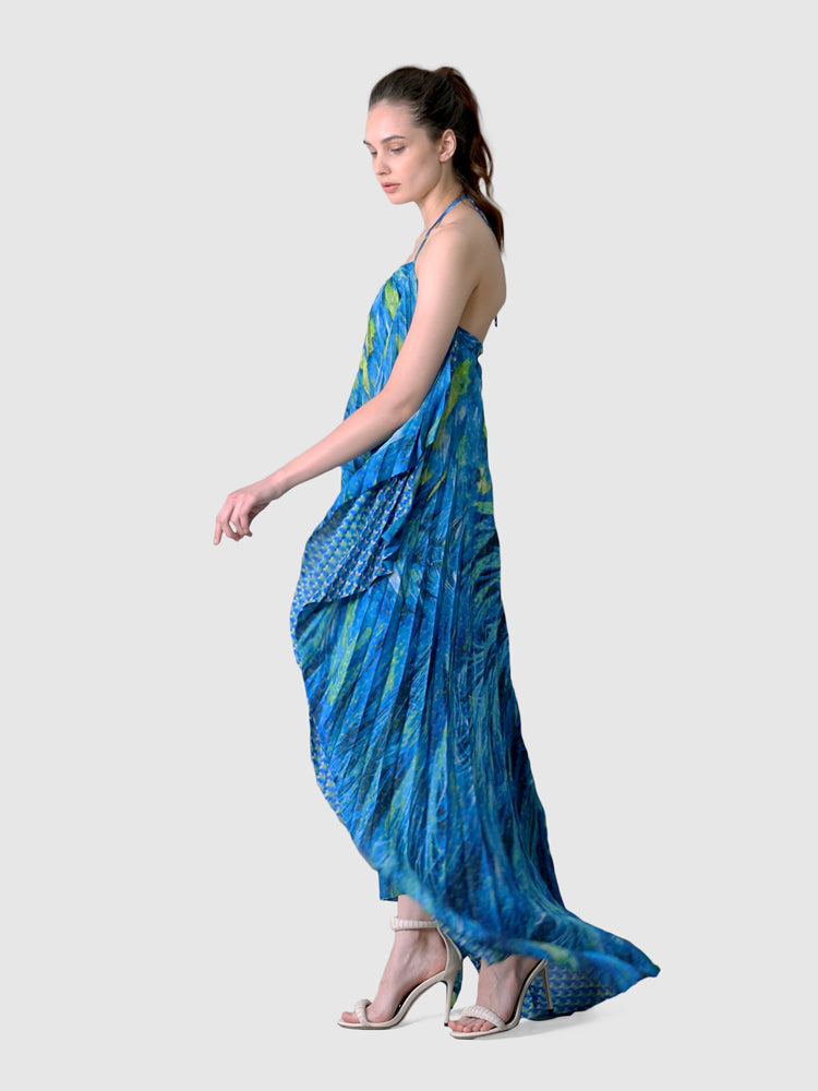 Zoelle Oceanic Phoenix Halter Maxi Dress