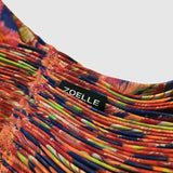 The details of Zoelle Fire Opal Peacock Pleated Scarf