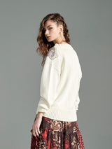 Zoelle Pearl Cardigan with Beaded Embroidery