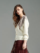 Zoelle Pearl Cardigan with Beaded Embroidery