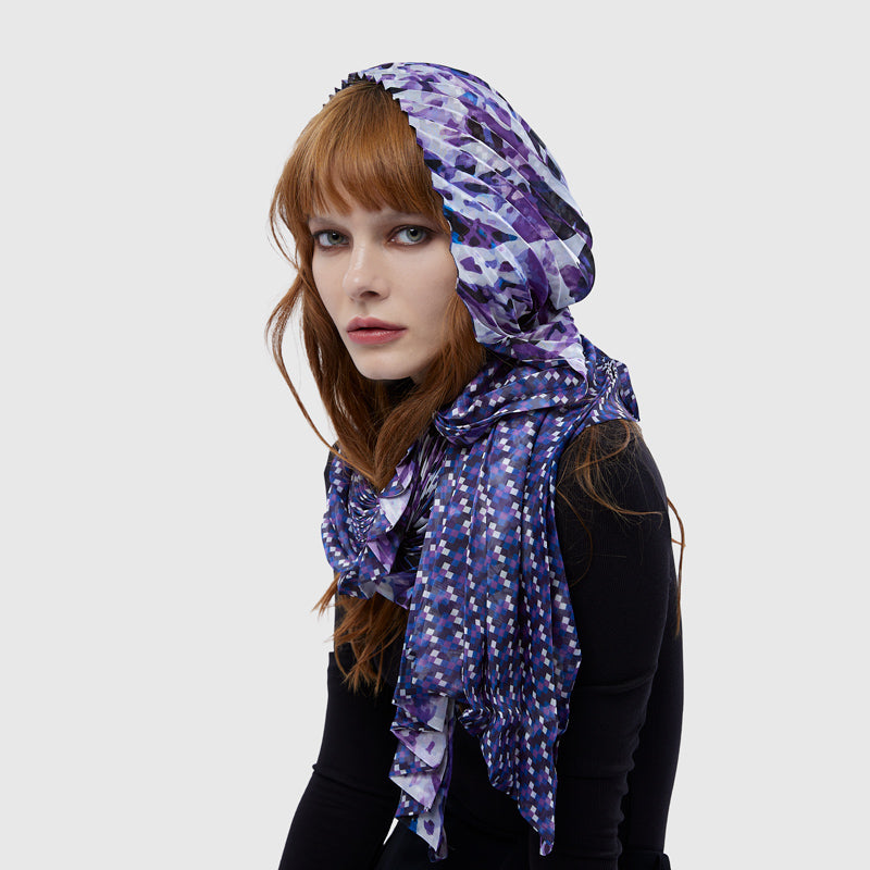 Amethyst Prism Cinch-Pleated Scarf