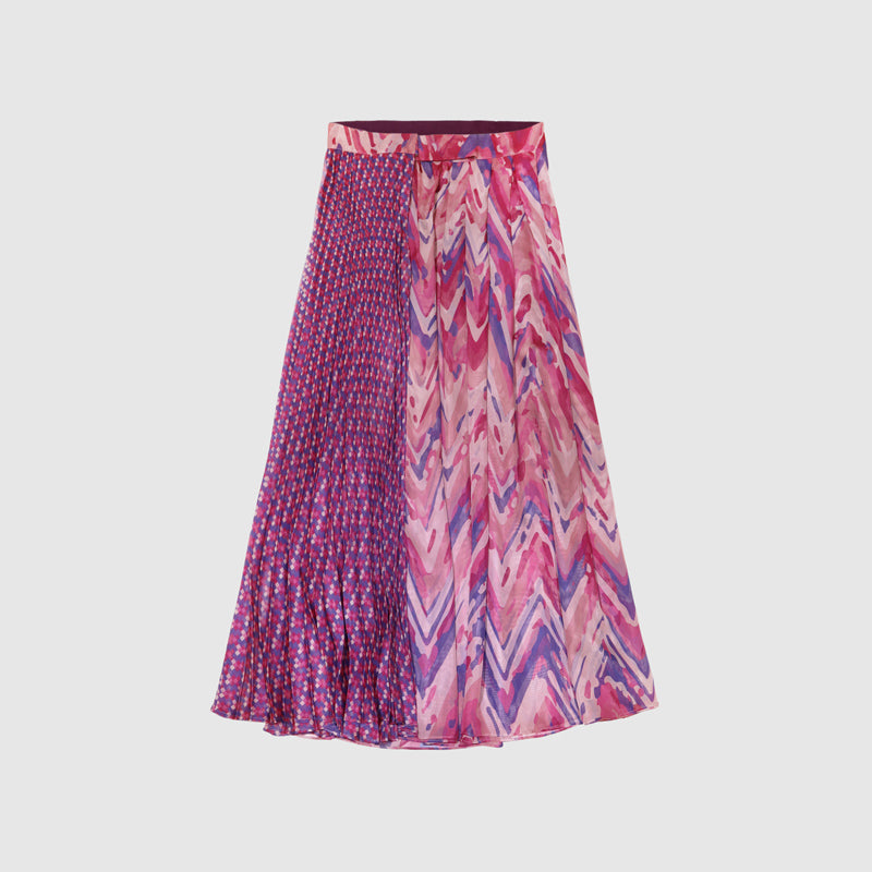 Zoelle Mauve Chevron Pleated Wrap Skirt