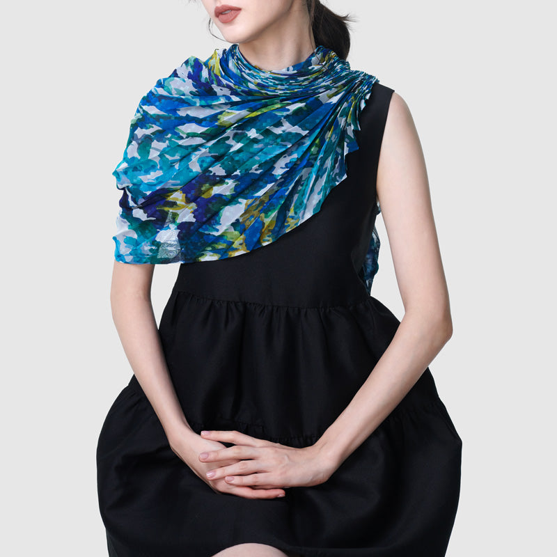 Zoelle Indigo Bunting Pleated Scarf