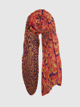 Fire Opal Peacock Pleated Scarf