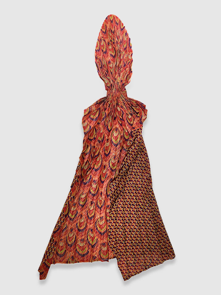 Fire Opal Peacock Pleated Scarf