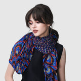 Zoelle Sapphire Peacock Pleated Scarf