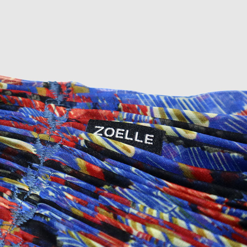 The details of Zoelle Sapphire Peacock Pleated Scarf